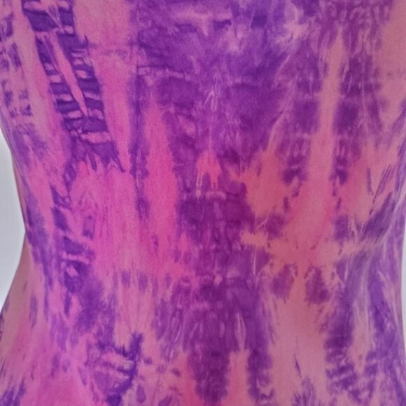 NEW long Silk Slip Dress lingerie chemise pink purple tie dyed medium 6 8 10 12 - Picture 4 of 5